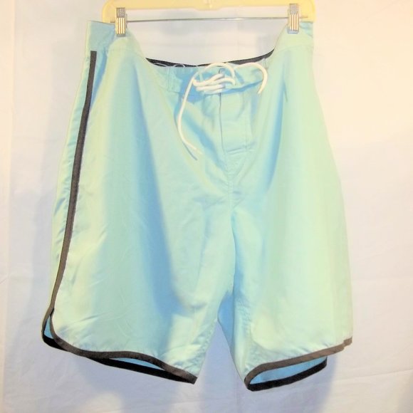 Old Navy Mens Swim Trunks Shorts Size XL Ties Pocket Swimwear Blue Brown NWT - Picture 1 of 6